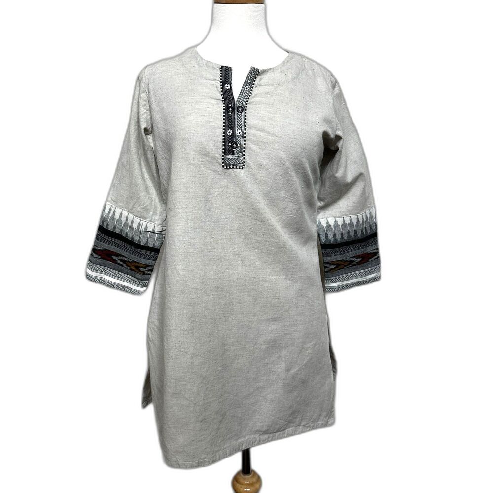 Westside Southwest Linen Short Kurta Top w/ 3/4 Sleeves - Women M - Boho